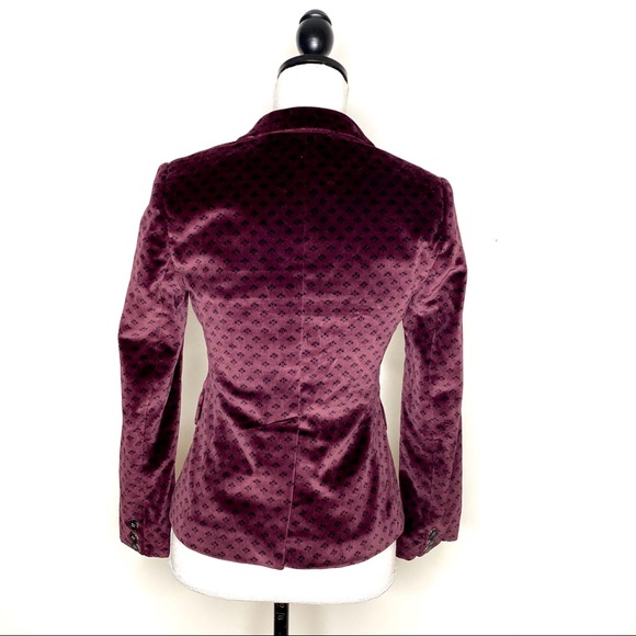 Jack Wills Velvet Blazer Burgundy Floral Print - Picture 3 of 9